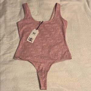 Guess Pink Bodysuit with Ribbed Texture